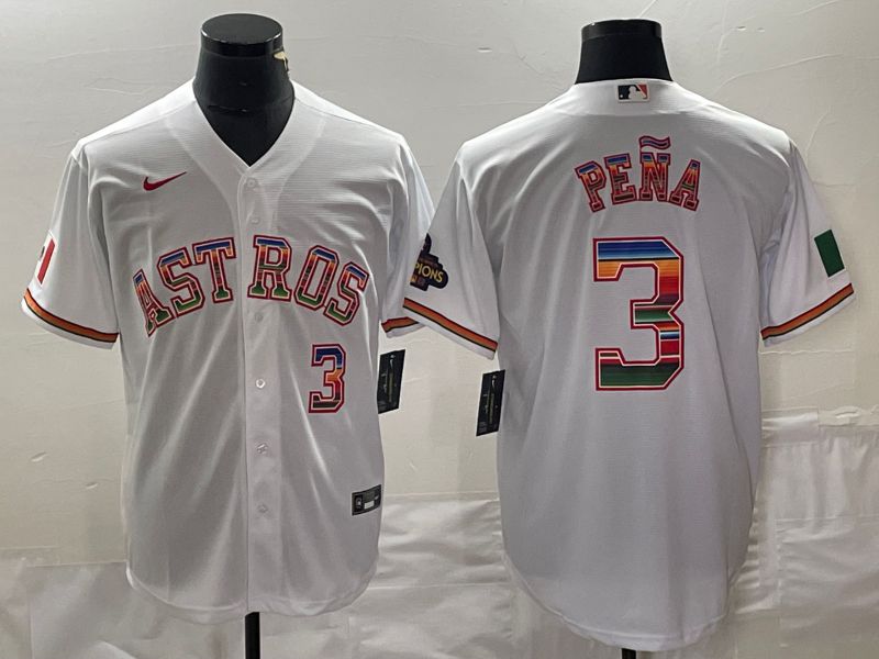 Men Houston Astros #3 Pena White rainbow Nike Game MLB Jersey style 1->houston astros->MLB Jersey